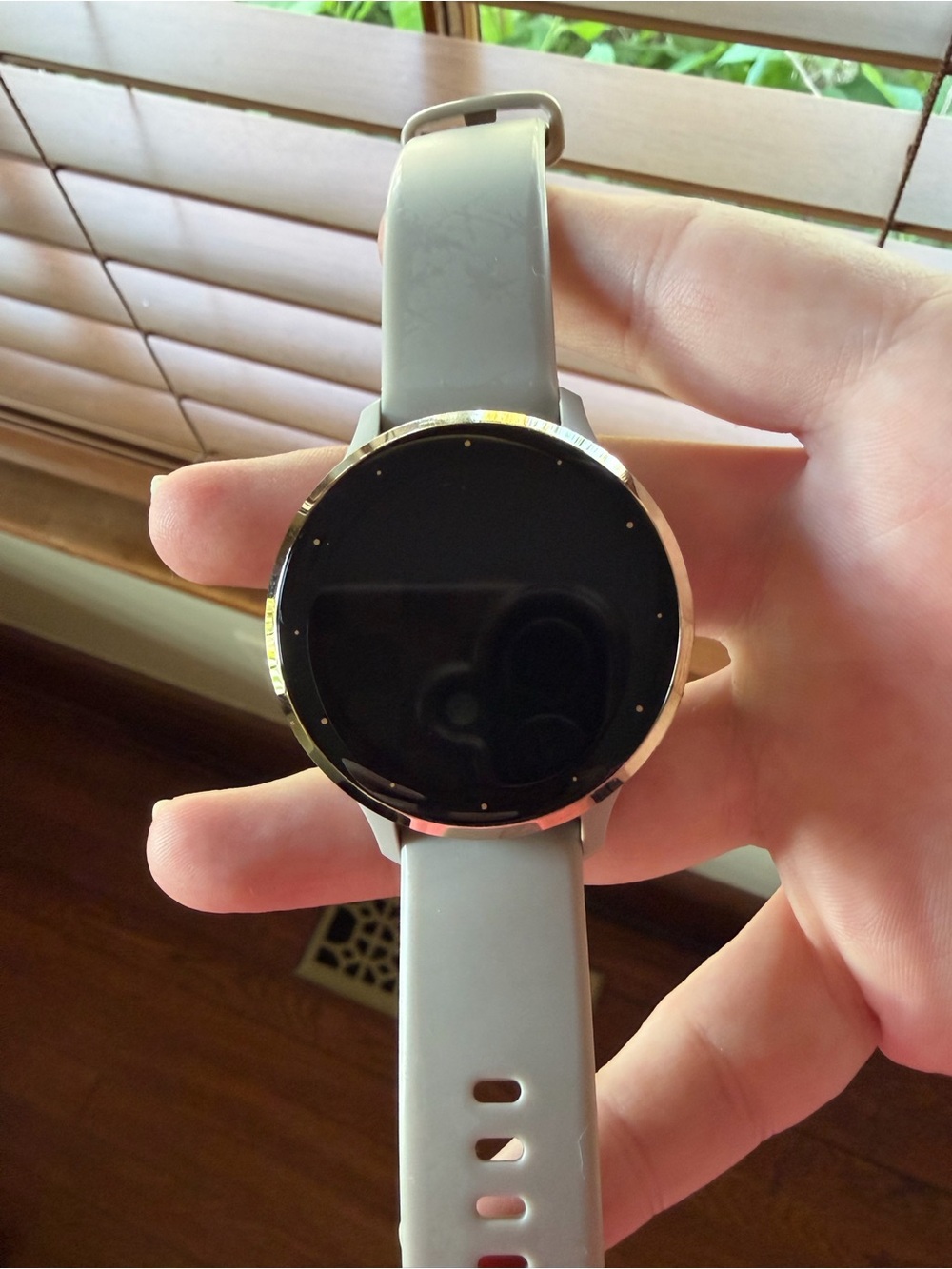 Garmin Venu3 Smartwatch with Light Gray Band and Gold bezel